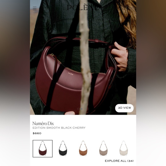 Polene Handbags - Authentic Polene Numero Dix Edition - Smooth Black Cherry